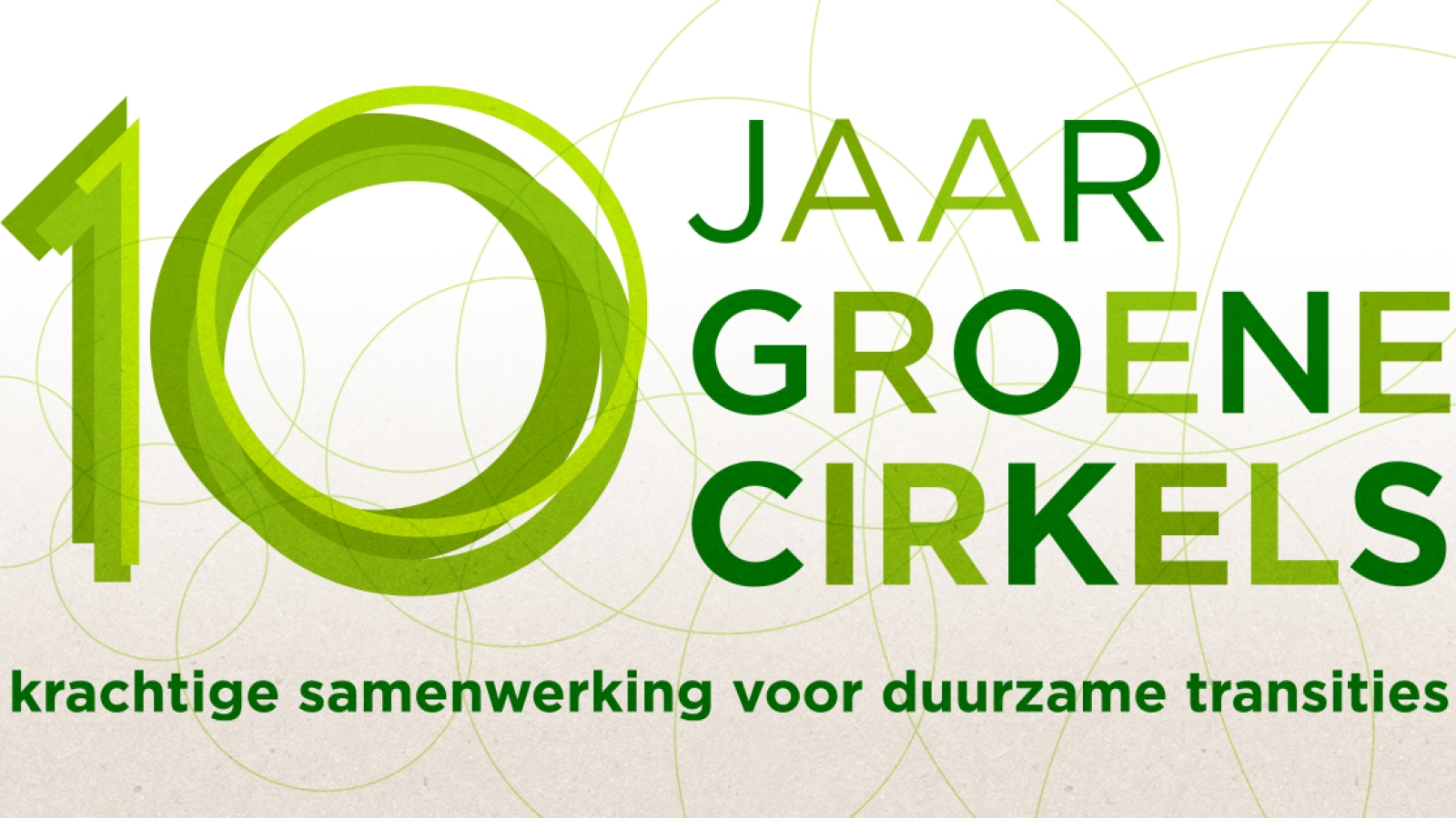 Logo 10 jaar Groene Cirkels met als ondertitel 'krachtige samenwerking voor duurzame transities'