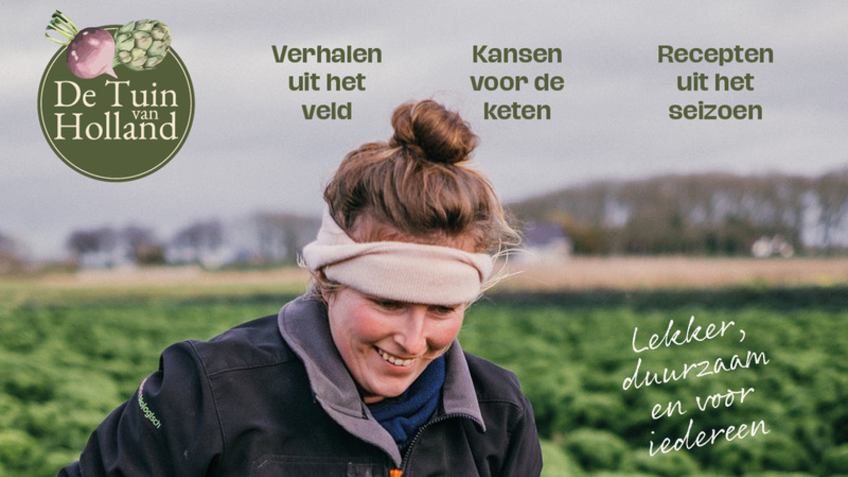 Voorkant magazine van De Tuin van Holland met de afbeelding van een vrouw met boerenkool